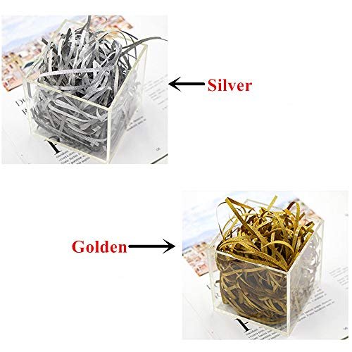 LJY Golden Glitter Raffia Paper Shreds, 100g Crinkle Cut Filler for Gift Wrapping, Basket Filling, Wedding Decorations, Party Supplies, and DIY Crafts Shredded Confetti Strands