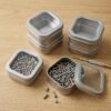 LJY Empty 8-Ounce Capacity Square Silver Metal Tins with Clear Window for Candle Making, Candies, Gifts & Treasures (6 Pack) (Silver, 2.95"x2.95"x1.89")