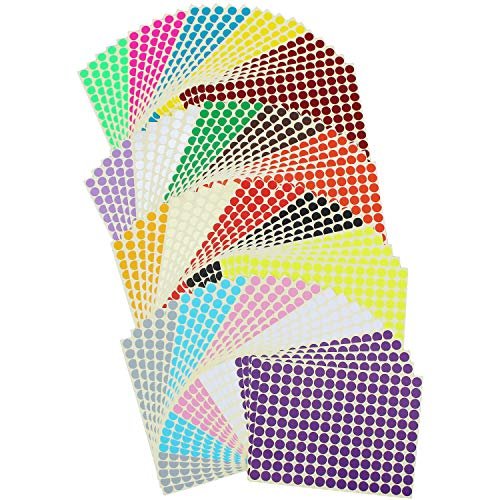 7000 Count 3/4" Round Dot Stickers Color Coding Labels, 20 Colors, 100 Sheets