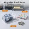 LJY 8-Piece Large Storage Container Set, Clear Plastic Organizer Boxes with Hinged Lids, 4 Assorted Sizes for Crafts, Hardware, Nail Art Accessories, and Beads, Stackable Nesting Bins