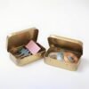 LJY 20-Piece Metal Hinge Tin Box Containers - For Gift Wrapping. Dental Floss Stick - Toothpick Holder and a Sliding-Cover Dental Floss Pick Storage Box (Golden, 20 Pcs 3.7"x2.4"x0.9")