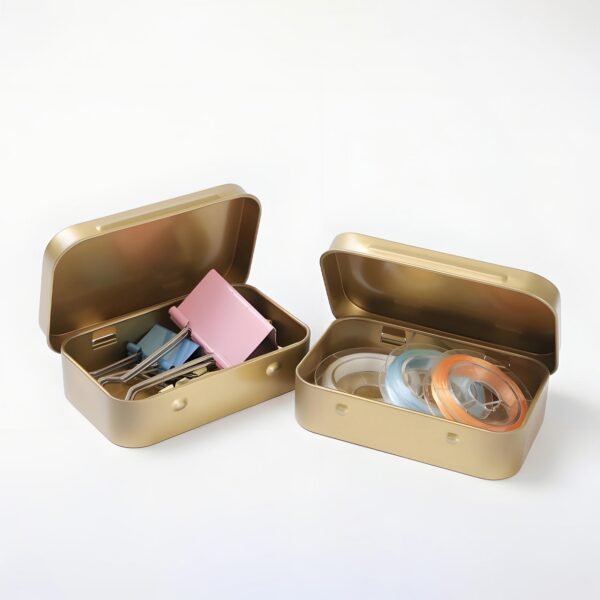 LJY 20-Piece Metal Hinge Tin Box Containers - For Gift Wrapping. Dental Floss Stick - Toothpick Holder and a Sliding-Cover Dental Floss Pick Storage Box (Golden, 20 Pcs 3.7"x2.4"x0.9")