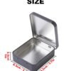 LJY 8 Pack Empty Rectangular Black Metal Storage Organizer Tins with Hinged Lids for Gifts & Treasures (3.7 x 3.3 x 1 inch)