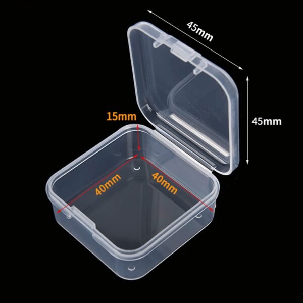 LJY 100 Pieces Square Mini Clear Plastic Storage Containers Box Case with Lids for Small Items and Other Craft Projects (1.77x1.77x0.8 inch, Transparent)