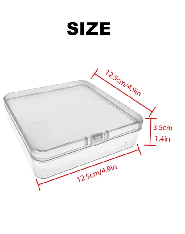 LJY 8-Pack Square Plastic Storage Boxes, 4.9x4.9x1.4in Clear Organizer Containers with Secure Lids,Stackable Small Parts Organizer for Jewelry,Beads,Hardware,Crafts & Office Supplies Plastic Case
