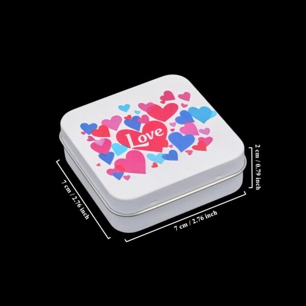 LJY 12 Pack Love Heart Image Pattern Empty Square Metal Storage Organizer Tins Mini Gift Boxes with Hinged Lids, 2.76 x 2.76 x 0.79 inch