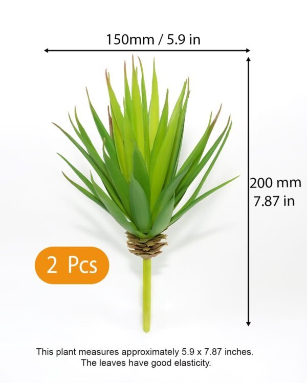 LJY 2 Pieces Realistic Artificial Faux Succulent Yucca Vera Greenhouse Small Plants Unpotted for Home Garden Decoration (Spring Green)