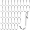 LJY 50 Pieces Clip Type Pot Rack Hanging Grid Hooks S Shaped Metal Hangers with Plastic Storage Box for Kitchen Bedroom Office Wire Shelving Pegboard