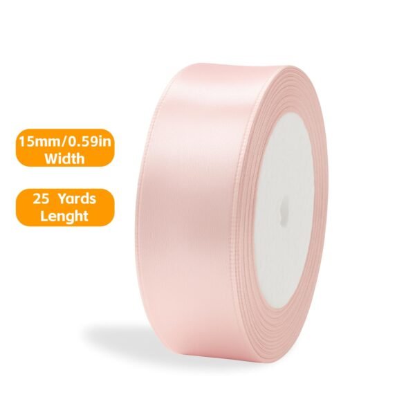 LJY Multicolour Ribbon 0.59 in x 24 Yards, Baby Blue Satin Fabric Silk Ribbon for Gift Wrapping,Floral Bouquets, Wreaths,DIY Handicrafts,Sewing Projects, Wedding Party (Light Pink, 0.59"/24 Yards)