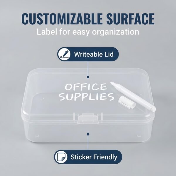 LJY 28 Pieces Rectangular Empty Mini Clear Plastic Organizer Storage Box Containers with Hinged Lids (3.3 x 2.2 x 1 inch, Transparent)