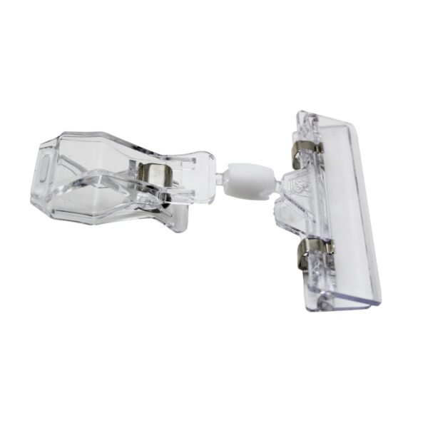 LJY 20-Pack Clear Plastic Rotatable POP Clip-on Style Merchandise Sign Display Clip Tag Holders