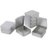 LJY 8 Pack Empty Rectangular Silver Metal Storage Organizer Tins with Hinged Lids for Candies, Gifts & Treasures (3.7 x 3.3 x 1 inch)