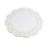 LJY 100 Pieces White Lace Round Paper Doilies, 10.5 Inch, Raw Wood Pulp, Cake Packaging Pads, Wedding Tableware Decoration