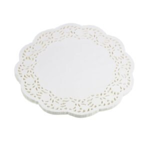 LJY 100 Pieces White Lace Round Paper Doilies Packaging Pads Wedding Tableware Decoration (12 Inch)