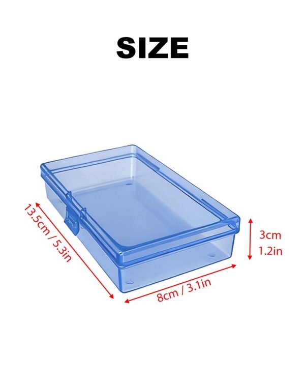 LJY 12 Pieces Rectangular Empty Mini Clear Plastic Organizer Storage Box Containers with Hinged Lids (5.3 x 3.1 x 1.2 inch, Blue)