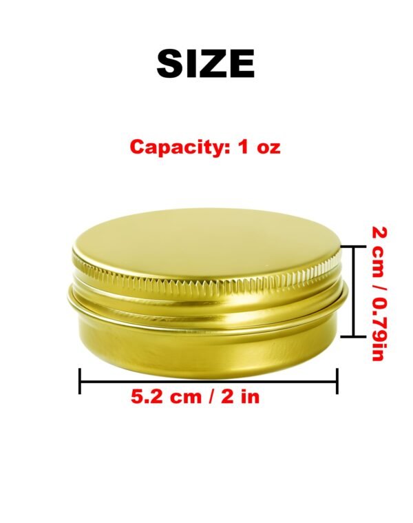 LJY Vintage Gold 1 oz Aluminum Tins - 28 Pack Classic Empty Metal Containers with Screw Lids for Luxury Gift Boxes, Wax Melts, Cosmetics & Premium Storage,Refillable