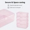 LJY 28 Pieces Rectangular Empty Mini Clear Plastic Organizer Storage Box Containers with Hinged Lids (3.3 x 2.2 x 1 inch, Pink)