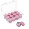 LJY 24-Pack 0.5oz Aluminum Tins with Screw Lids in Clear Storage Case, 15ml Round Empty Metal Containers for Lip Balm,Salves,Spices,Crafts, Small Cosmetic Sample Jars,Mini Candle Tins (Pink)