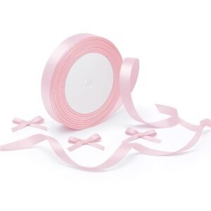 LJY Multicolour Ribbon 0.59 in x 24 Yards, Baby Blue Satin Fabric Silk Ribbon for Gift Wrapping,Floral Bouquets, Wreaths,DIY Handicrafts,Sewing Projects, Wedding Party (Light Pink, 0.59"/24 Yards)