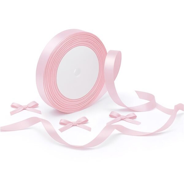LJY Multicolour Ribbon 0.59 in x 24 Yards, Baby Blue Satin Fabric Silk Ribbon for Gift Wrapping,Floral Bouquets, Wreaths,DIY Handicrafts,Sewing Projects, Wedding Party (Light Pink, 0.59"/24 Yards)