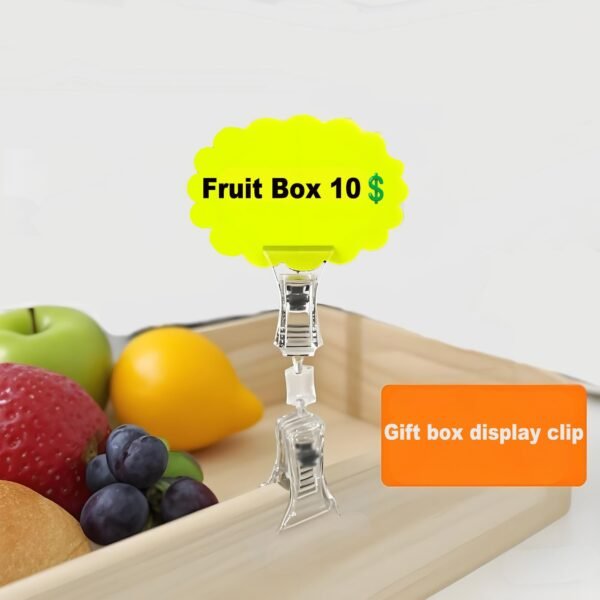 LJY 16 Pieces Clear Plastic Rotatable Merchandise Sign Display Mini Clip Tag Holders for Business Cards