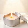 LJY Empty 4-Ounce Square Silver Metal Tins with Clear Window for Candle Making,Gifts & Treasures (9 Pack) (Silver, 2.56"x2.56"x1.5")