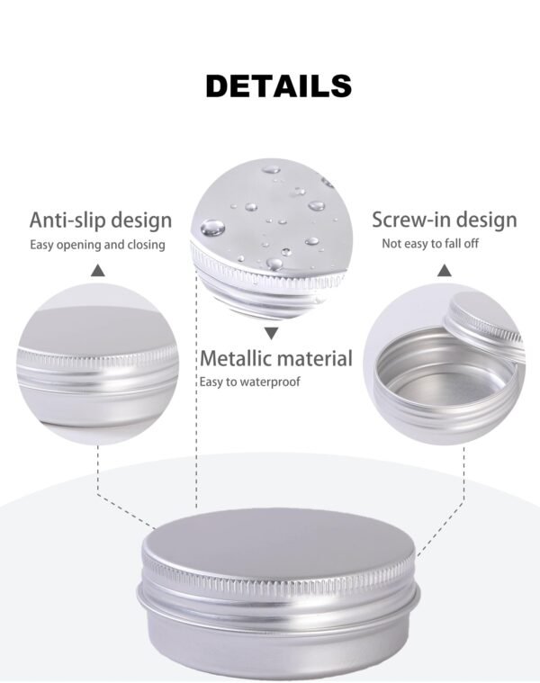 LJY 48 Pieces Round Aluminum Cans Screw Lid Metal Tins Jars Empty Slip Slide Containers (Mixed Sizes)