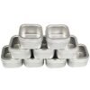 LJY Empty 4-Ounce Square Silver Metal Tins with Clear Window for Candle Making,Gifts & Treasures (9 Pack) (Silver, 2.56"x2.56"x1.5")