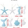 40 Pieces Ocean Themed Hanging Resin Seashells Ornaments for Summer Party Beach Wedding Christmas Tree Home Decor & DIY Craft Projects (White + Blue)