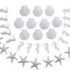 LJY 40 Pieces Mini 3cm White Resin Pencil Finger Starfish Seahorse & Seashells Set for Wedding Home Decor and Craft Project