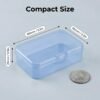 LJY 28 Pieces Rectangular Empty Mini Clear Plastic Organizer Storage Box Containers with Hinged Lids (3.3 x 2.2 x 1 inch, Blue)