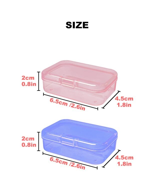 LJY 30-Pack Small Plastic Storage Boxes, 2.6×1.8×0.8 in, Organizer Containers with Lids, 15 Pink + 15 Blue for Beads, Jewelry, Crafts, Small Parts Collection
