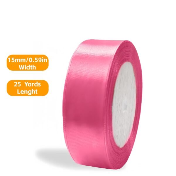 LJY Multicolour Ribbon 0.59 in x 24 Yards, Baby Blue Satin Fabric Silk Ribbon for Gift Wrapping,Floral Bouquets, Wreaths,DIY Handicrafts,Sewing Projects, Wedding Party (Sakura Pink, 0.59"/24 Yards)