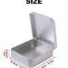 LJY 8 Pack Empty Rectangular Silver Metal Storage Organizer Tins with Hinged Lids for Candies, Gifts & Treasures (3.7 x 3.3 x 1 inch)