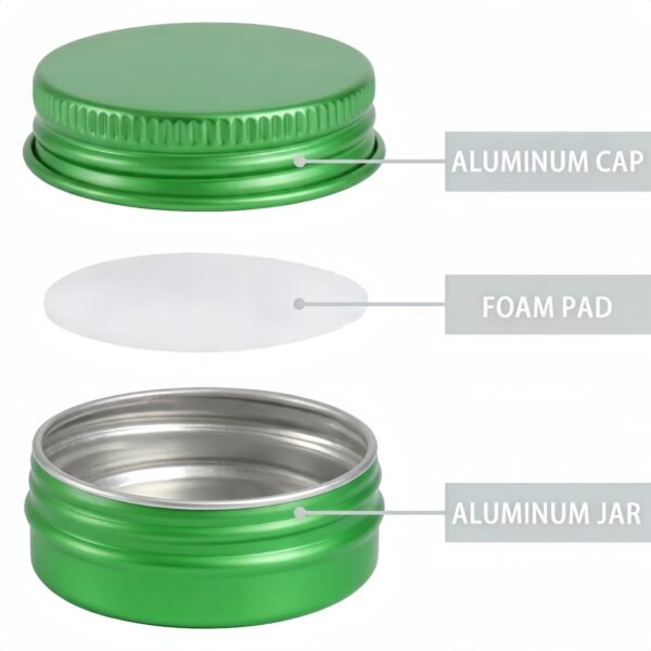 LJY 28 Pack 1 oz Waterproof Green Aluminum Tins with Lids - Empty Refillable Round Metal Containers for Wax Melts, Lip Balm, Cosmetics, DIY Crafts & Storage Refillable Does Not Rust