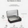 LJY Nail Tool Box Black Tin Box with Lid, 2 Pcs 5.9x3.5x1.2inch Metal Storage Container,Hinged Matte Finish Box for Jewelry,Crystal,art Craft,Office Supplies,Keepsake Organization and Gift Packaging