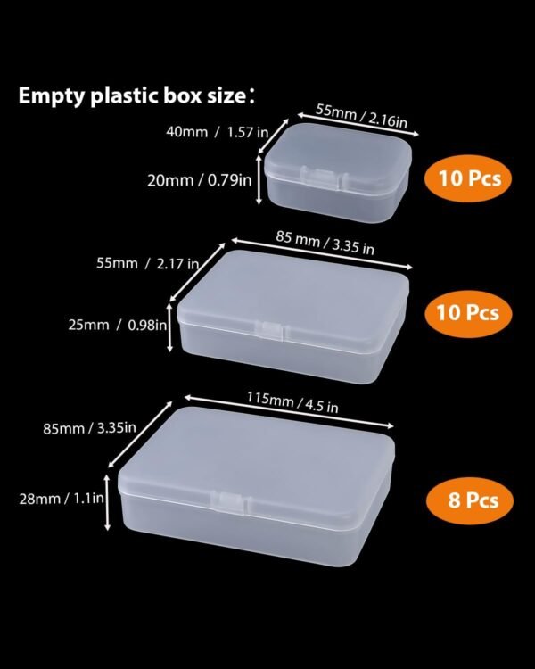 LJY 28-Piece Plastic Storage Containers with Lids (3 Assorted Sizes), Rectangular Organizer Box Set Frosted White Storage Boxes for Office Desk & Personal Items, Matte Privacy Finish, White