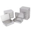 LJY 12-Pack Rectangular Metal Empty Tins, Mini Storage Organizer Boxes with Secure Hinged Lids, Suitable for Crafts, Jewelry, Beads, Office Supplies DIY, Blank Containers 4.5x3.3x0.9 Inch (Silver)