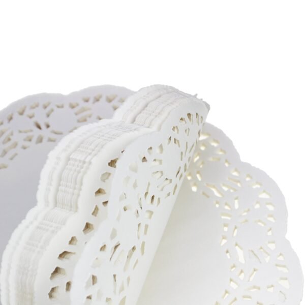 LJY 100 Pieces White Lace Round Paper Doilies Packaging Pads Wedding Tableware Decoration (13.5 Inch)