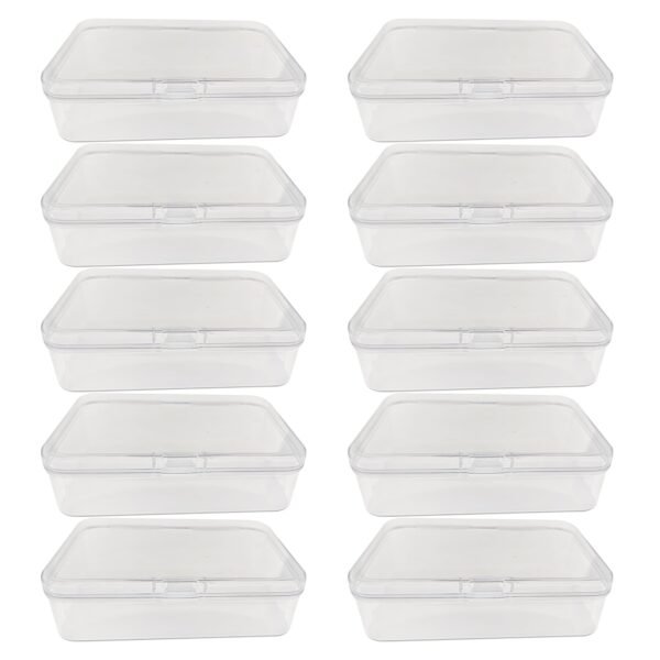 LJY 10-Pack Clear Plastic Storage Boxes, 4.9x3.4x1.4 in Organizer Containers with Lids, Stackable Small Parts Organizer for Jewelry, Beads, Crafts, Office Supplies, Hardware Storage Case Plastic Case