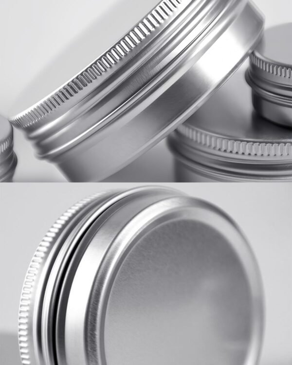 LJY 36 Pieces Round Aluminum Cans Screw Lid Metal Tins Jars Empty Slip Slide Containers, Balm Candle Salve Lip Balm Tins,4oz 2oz & 1oz Mixed Sizes