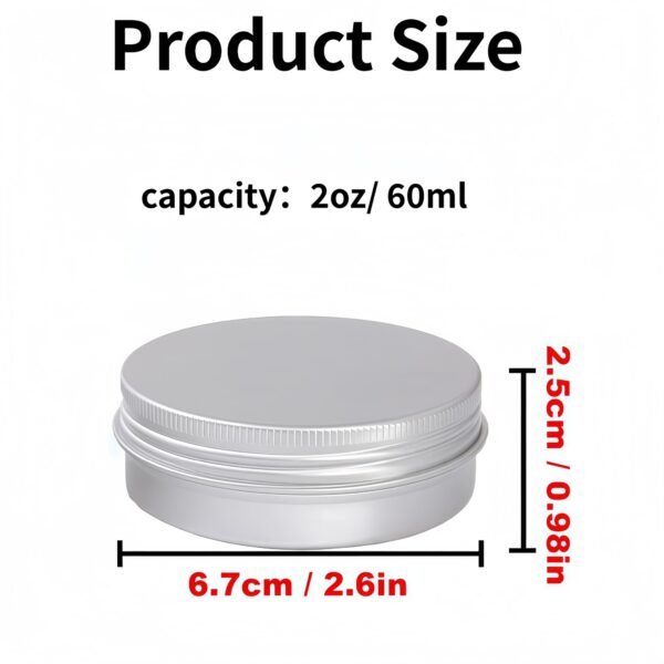 LJY 24 Pieces Round Aluminum Cans Screw Lid Metal Tins Jars Empty Slip Slide Containers (2 oz)