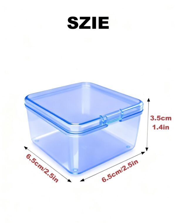 LJY 20-Pack Blue Plastic Storage Boxes, 2.6x2.6x1.4in Small Square Organizer Containers with Lids, Stackable Transparent PP Box for Jewelry, Beads, Crafts, Office Supplies Home Organization
