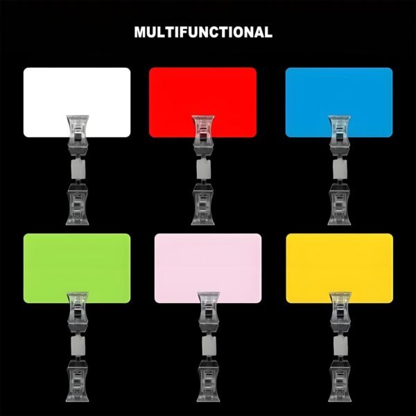 LJY 16 Pieces Clear Plastic Rotatable Merchandise Sign Display Mini Clip Tag Holders for Business Cards