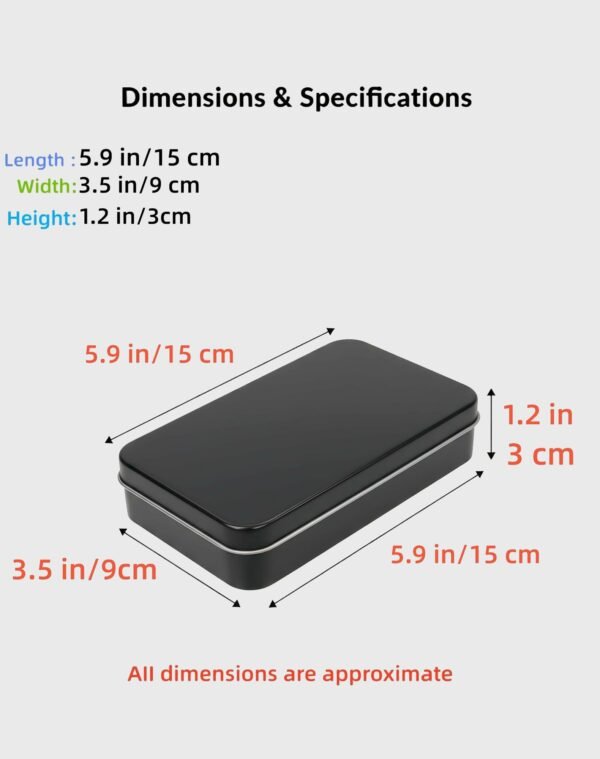 LJY Nail Tool Box Black Tin Box with Lid, 2 Pcs 5.9x3.5x1.2inch Metal Storage Container,Hinged Matte Finish Box for Jewelry,Crystal,art Craft,Office Supplies,Keepsake Organization and Gift Packaging