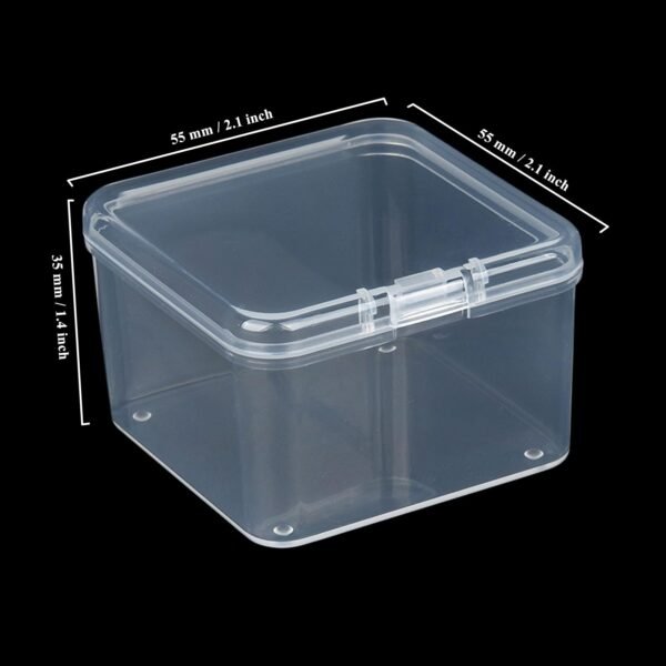 LJY 60 Pieces Square Mini Clear Plastic Storage Containers Box Case with Lids for Small Items and Other Craft Projects (Transparent, 2.1 x 2.1 x 1.4 inch)