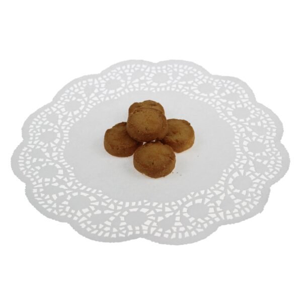 LJY 120 Pieces White Lace Round Paper Doilies Cake Packaging Pads Wedding Tableware Decoration (9.5 Inch)