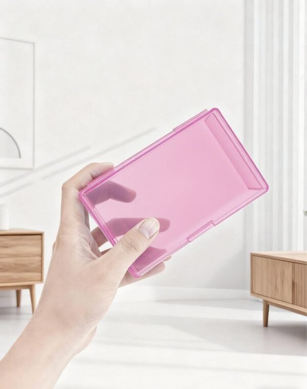 LJY 12 Pieces Rectangular Empty Mini Clear Plastic Organizer Storage Box Containers with Hinged Lids (5.3 x 3.1 x 1.2 inch, Pink)
