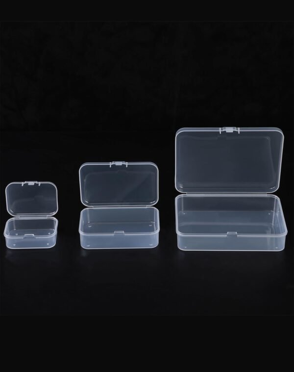 LJY 28-Piece Plastic Storage Containers with Lids (3 Assorted Sizes), Rectangular Organizer Box Set Clear Organizer Bins for Beads & Jewelry Findings, Instant Visibility, Transparent