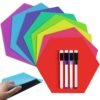 LJY 10 Pieces Hexagon Shaped Colorful Stickers Dry Erase Board Marker Removable Vinyl Dot Teachers Classroom Table Wall Decal
